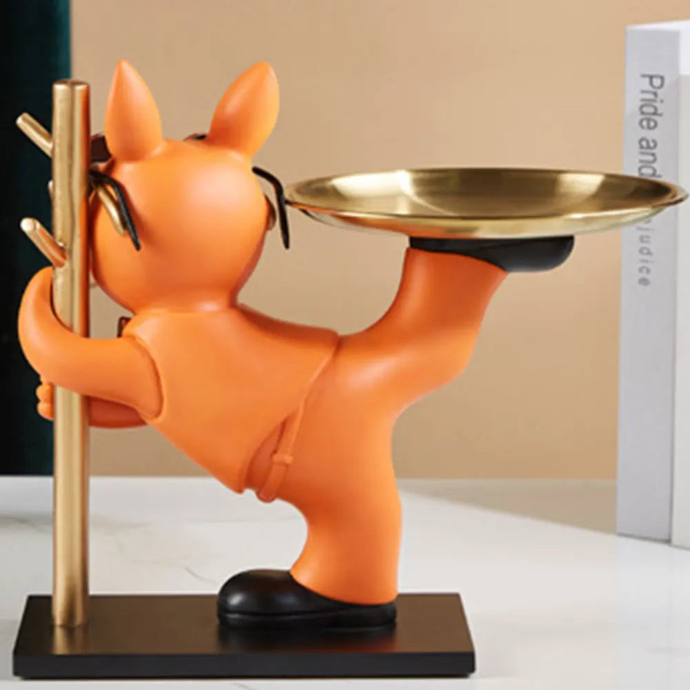 BarkBlend - Statue de chien Plateau décoratif en métal