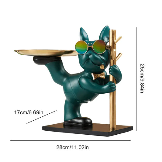 BarkBlend - Statue de chien Plateau décoratif en métal