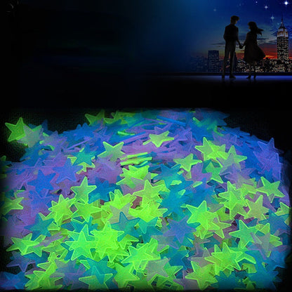 100 pièces 3d étoiles Briller dans le noir autocollant mural
